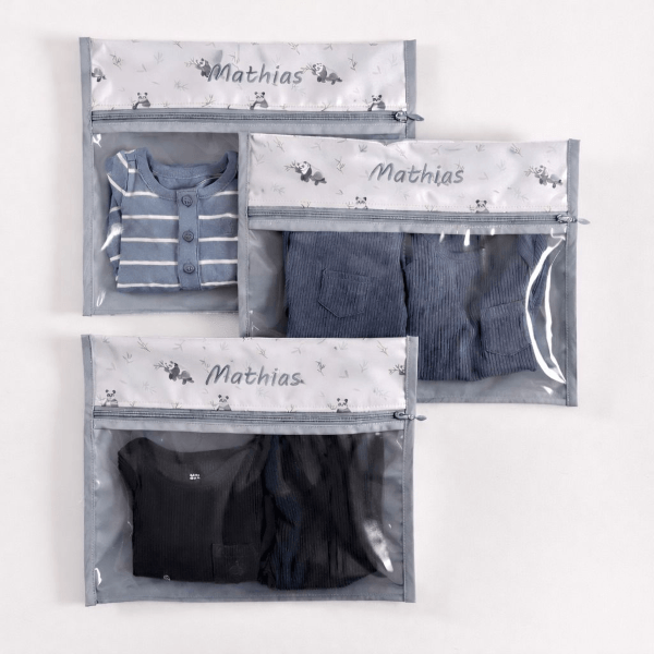 kit org maternidade panda cinza